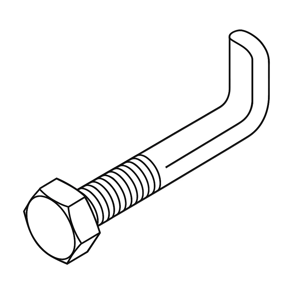 ANGLE HOOK BOLT + NUT 6MM X 100 E/G
